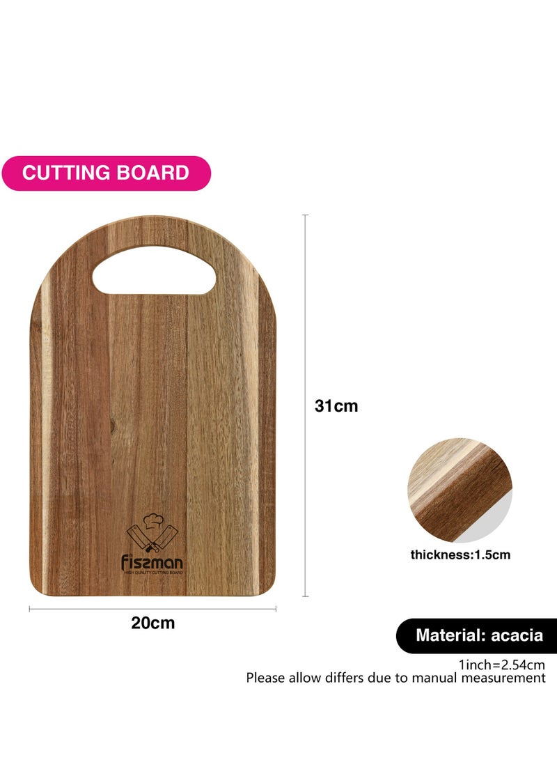 فيسمان لوح تقطيع من خشب الأكاسيا، مقاس 31×20 سم، لوح تقطيع للمطبخ مزود بفتحة للتعليق، لوح تقطيع قابل للاستخدام على الوجهين. - Image 4